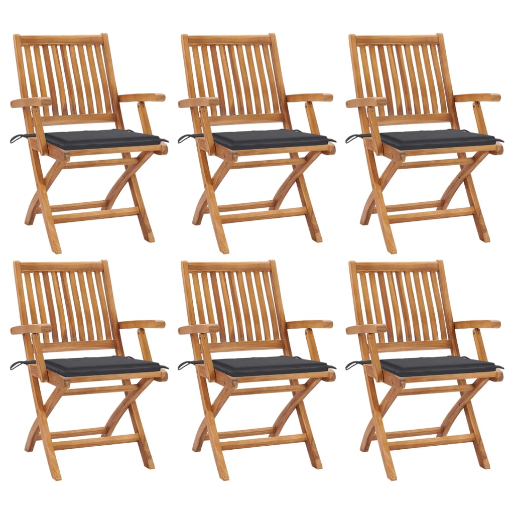 Klappbare Gartenstühle Mit Kissen 6 Stk. Massivholz Teak Anthrazit