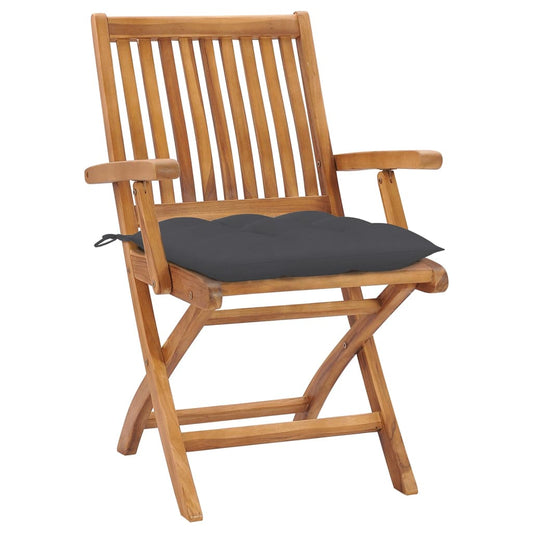 Klappbare Gartenstühle Mit Kissen 6 Stk. Massivholz Teak Anthrazit