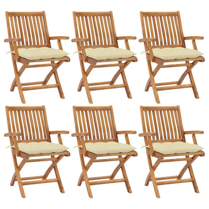 Klappbare Gartenstühle Mit Kissen 8 Stk. Massivholz Teak Creme