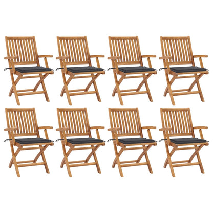 Klappbare Gartenstühle Mit Kissen 6 Stk. Massivholz Teak Anthrazit
