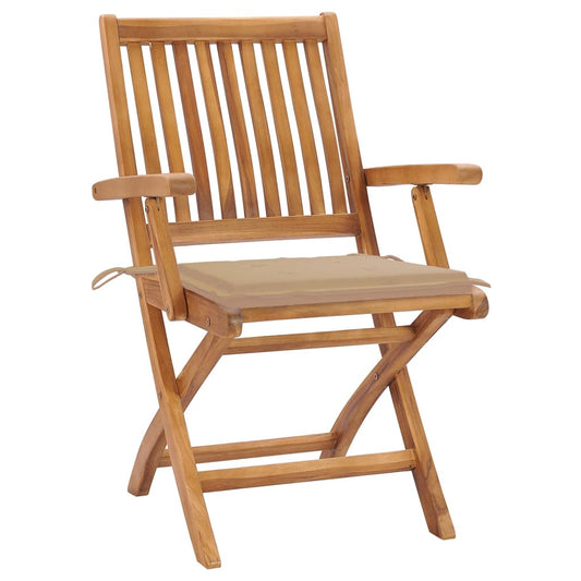 Klappbare Gartenstühle Mit Kissen 8 Stk. Massivholz Teak Beige