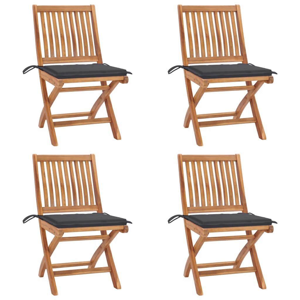 Klappbare Gartenstühle Mit Kissen 6 Stk. Massivholz Teak Anthrazit