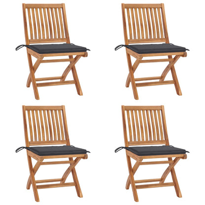 Klappbare Gartenstühle Mit Kissen 6 Stk. Massivholz Teak Anthrazit
