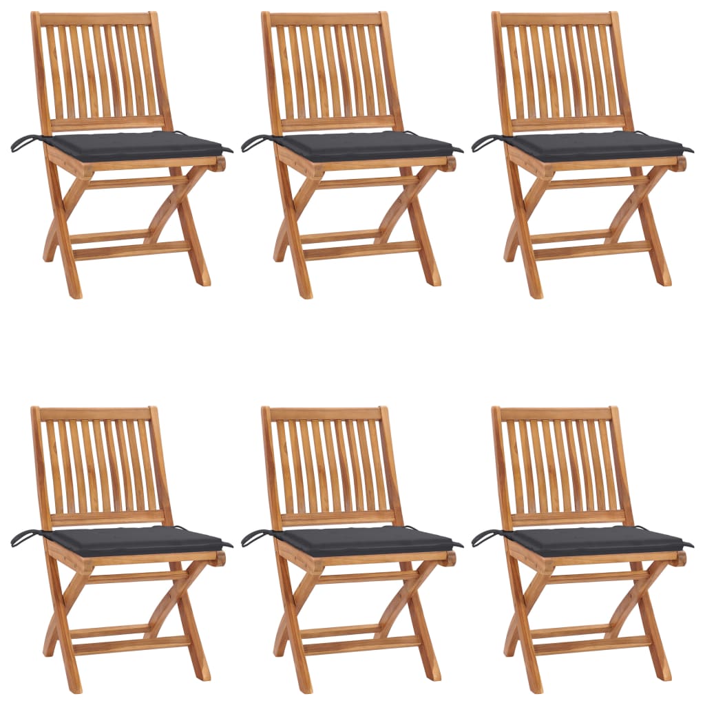 Klappbare Gartenstühle Mit Kissen 6 Stk. Massivholz Teak Anthrazit