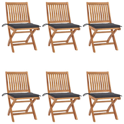 Klappbare Gartenstühle Mit Kissen 6 Stk. Massivholz Teak Anthrazit