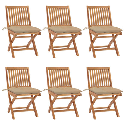 Klappbare Gartenstühle Mit Kissen 8 Stk. Massivholz Teak Beige