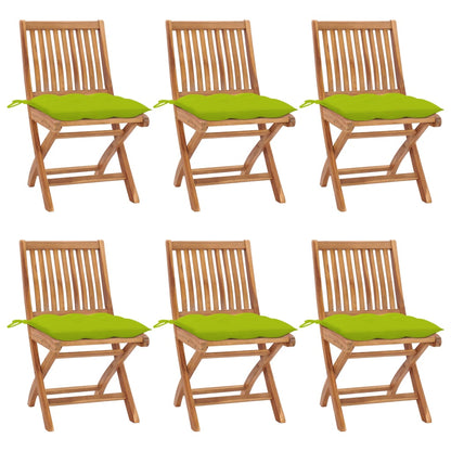 Klappbare Gartenstühle Mit Kissen 8 Stk. Massivholz Teak Knallgrün