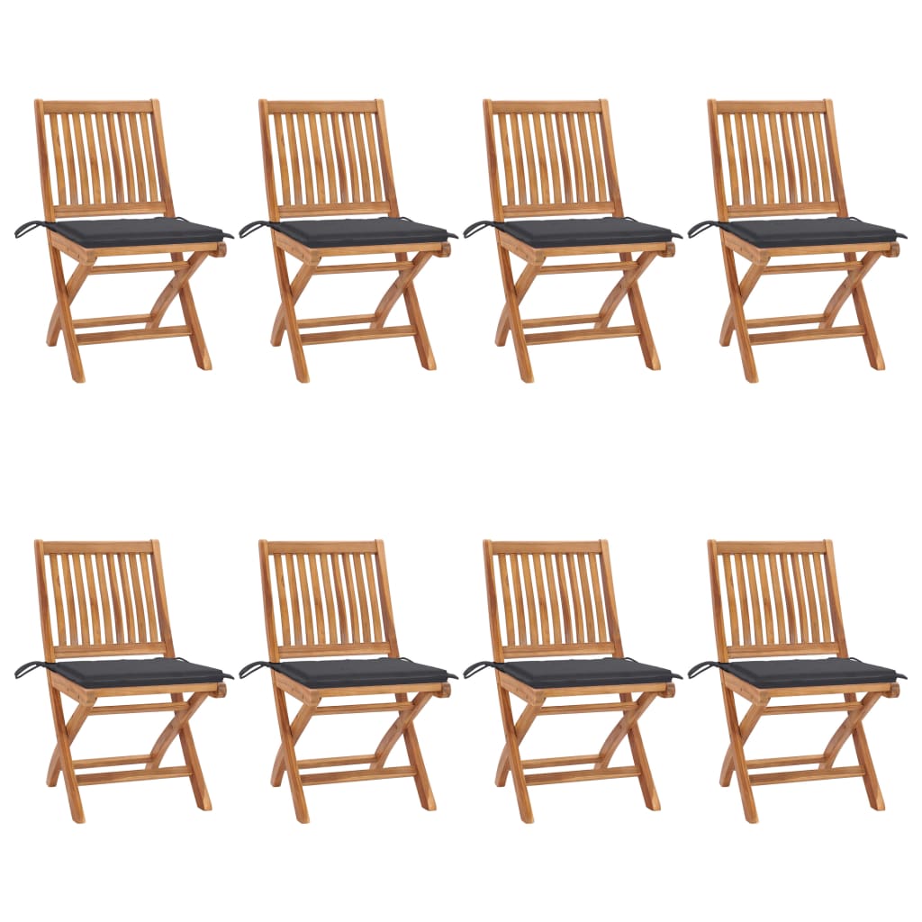 Klappbare Gartenstühle Mit Kissen 6 Stk. Massivholz Teak Anthrazit