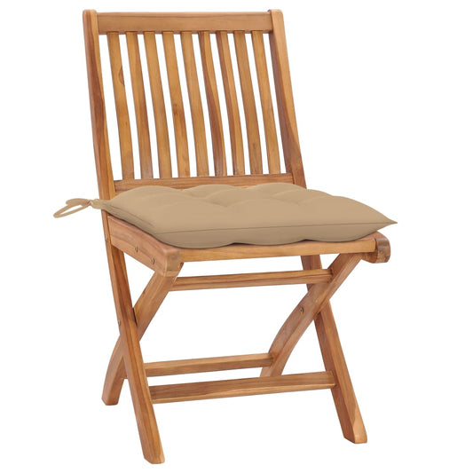 Klappbare Gartenstühle Mit Kissen 8 Stk. Massivholz Teak Beige