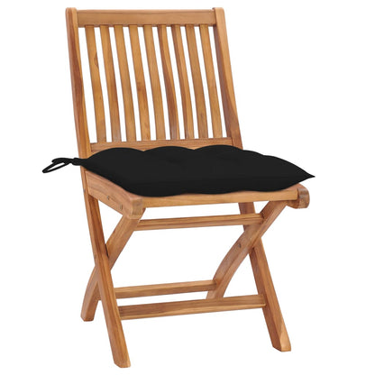 Klappbare Gartenstühle Mit Kissen 8 Stk. Massivholz Teak Schwarz