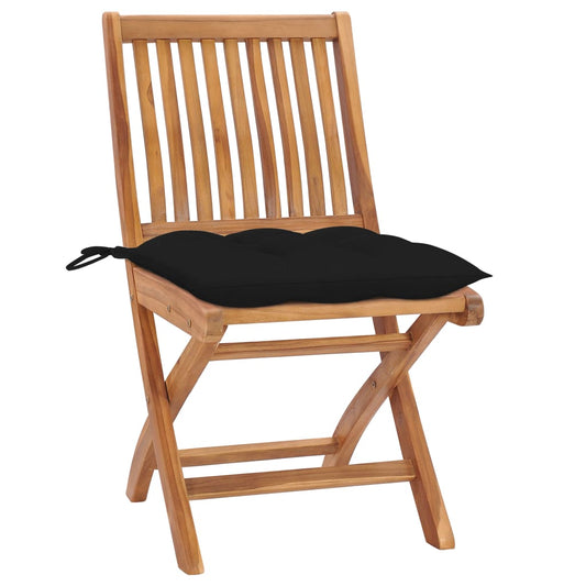 Klappbare Gartenstühle Mit Kissen 8 Stk. Massivholz Teak Schwarz