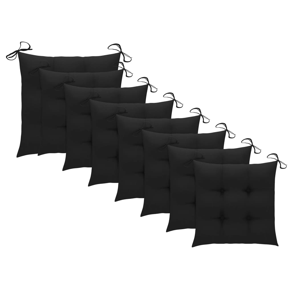 Klappbare Gartenstühle Mit Kissen 8 Stk. Massivholz Teak Schwarz