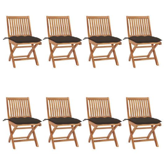 Klappbare Gartenstühle Mit Kissen 8 Stk. Massivholz Teak Taupe