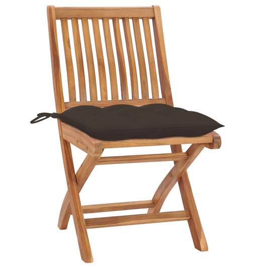 Klappbare Gartenstühle Mit Kissen 8 Stk. Massivholz Teak Taupe