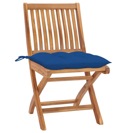 Klappbare Gartenstühle Mit Kissen 8 Stk. Massivholz Teak Blau