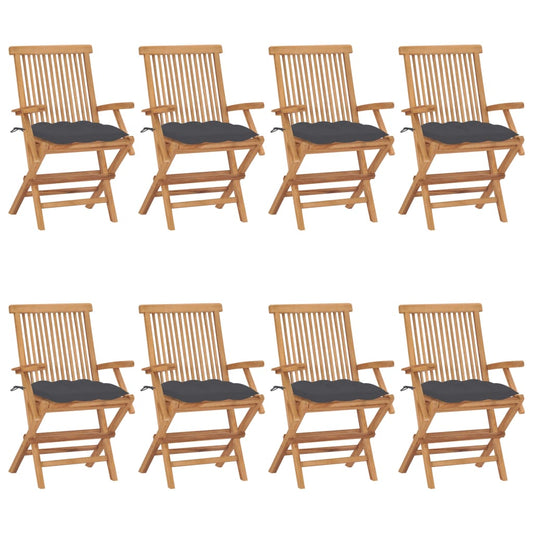 Gartenstühle Mit Kissen 8 Stk. Massivholz Teak