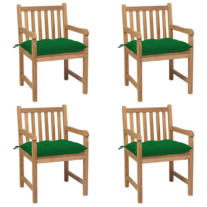 Gartenstühle 8 Stk. Mit Weißen Kissen Massivholz Teak