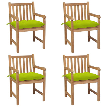 Gartenstühle 8 Stk. Mit Weißen Kissen Massivholz Teak