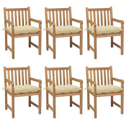 Gartenstühle 8 Stk. Mit Weißen Kissen Massivholz Teak