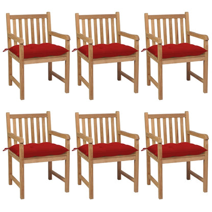 Gartenstühle 8 Stk. Mit Weißen Kissen Massivholz Teak