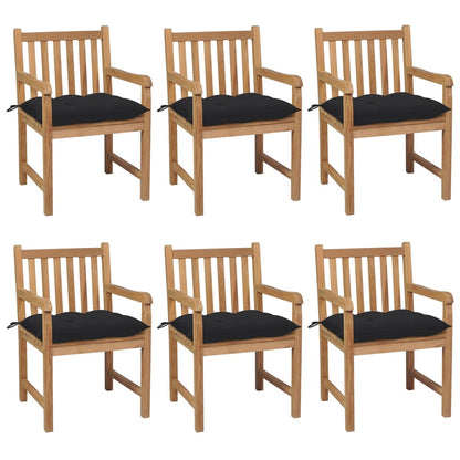 Gartenstühle 8 Stk. Mit Weißen Kissen Massivholz Teak