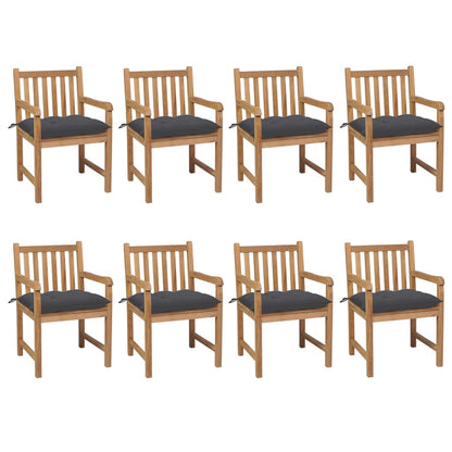 Gartenstühle 8 Stk. Mit Weißen Kissen Massivholz Teak