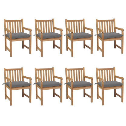 Gartenstühle 8 Stk. Mit Weißen Kissen Massivholz Teak