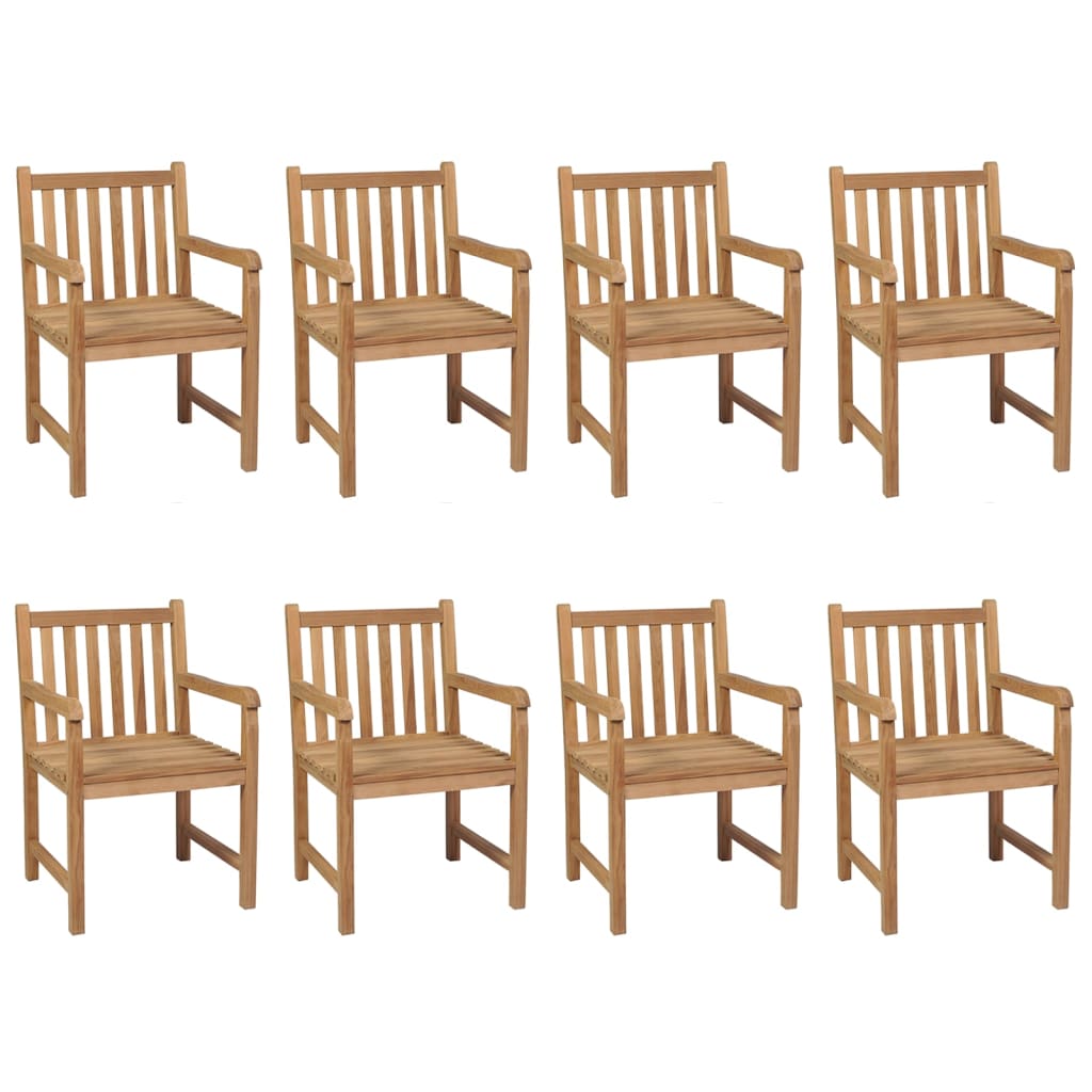 Gartenstühle 8 Stk. Mit Weißen Kissen Massivholz Teak