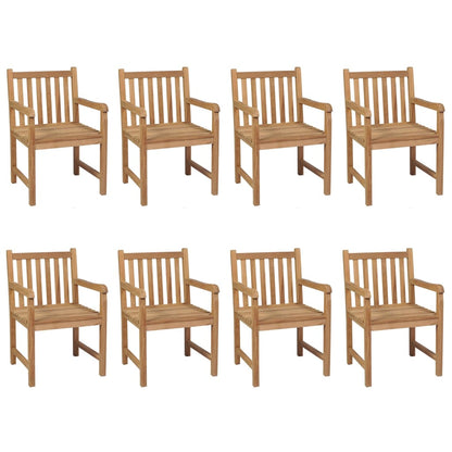 Gartenstühle 8 Stk. Mit Weißen Kissen Massivholz Teak