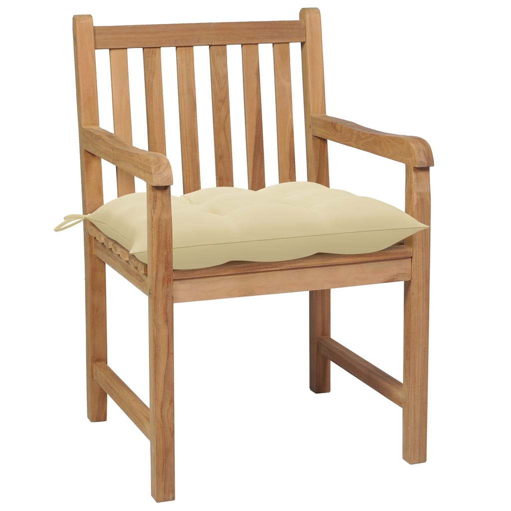 Gartenstühle 8 Stk. Mit Weißen Kissen Massivholz Teak