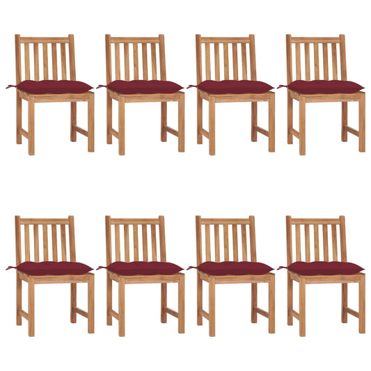 Gartenstühle 8 Stk. Mit Kissen Massivholz Teak