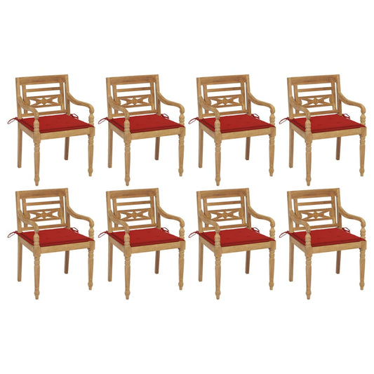 Batavia-Stühle Mit Kissen 8 Stk. Massivholz Teak