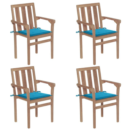 Stapelbare Gartenstühle Mit Kissen 8 Stk. Massivholz Teak