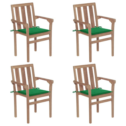Stapelbare Gartenstühle Mit Kissen 8 Stk. Massivholz Teak