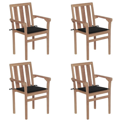 Stapelbare Gartenstühle Mit Kissen 8 Stk. Massivholz Teak