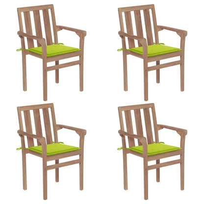 Stapelbare Gartenstühle Mit Kissen 8 Stk. Massivholz Teak
