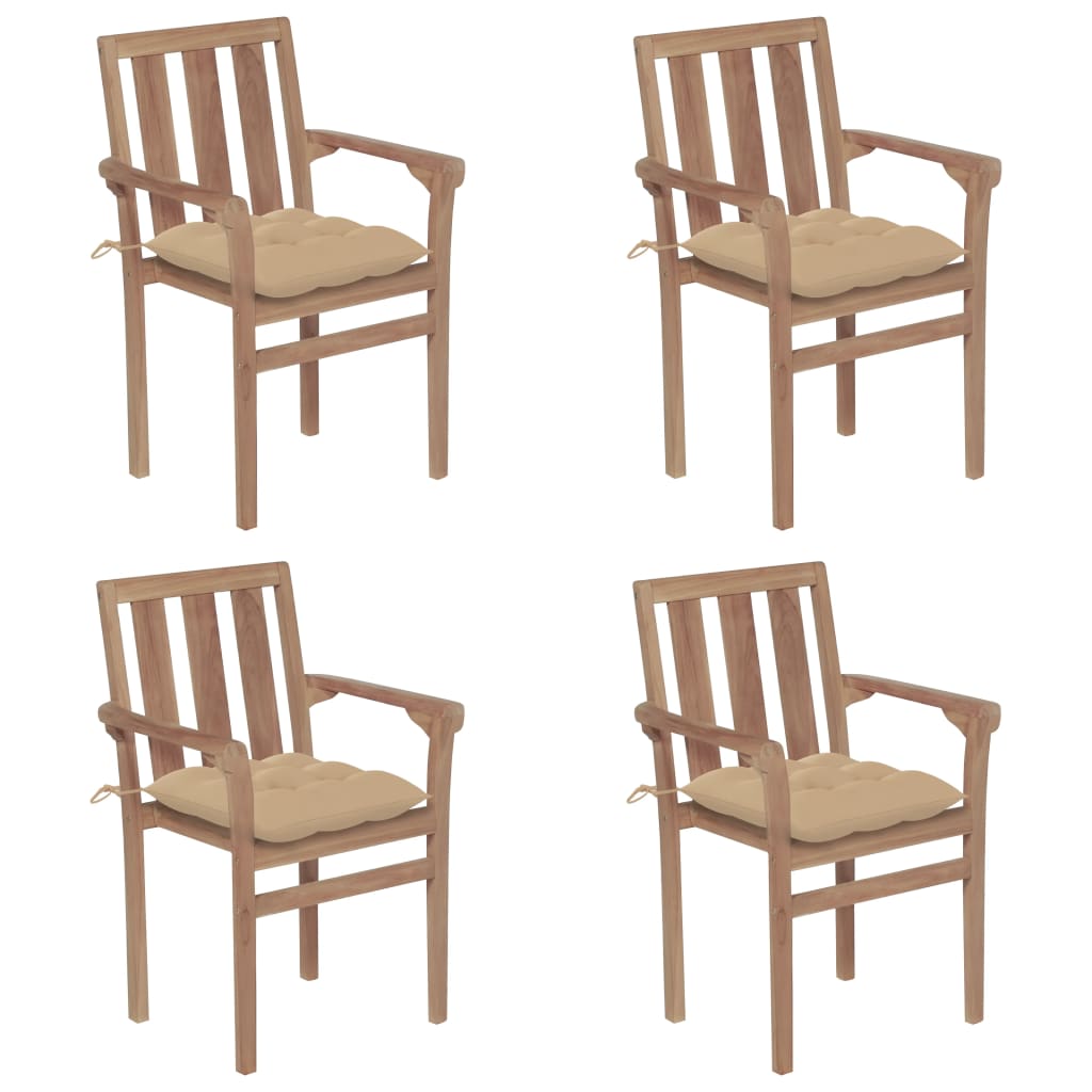 Stapelbare Gartenstühle Mit Kissen 8 Stk. Massivholz Teak