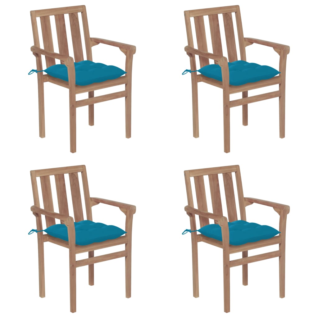 Stapelbare Gartenstühle Mit Kissen 8 Stk. Massivholz Teak