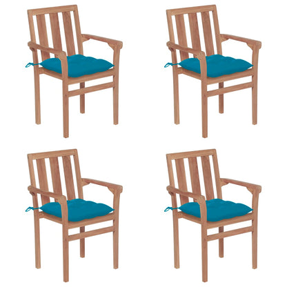 Stapelbare Gartenstühle Mit Kissen 8 Stk. Massivholz Teak