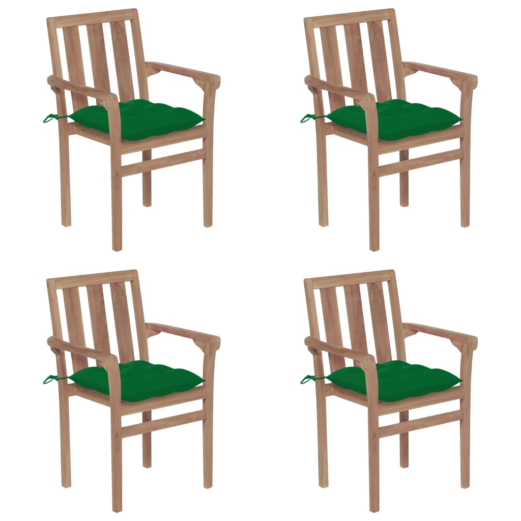 Stapelbare Gartenstühle Mit Kissen 8 Stk. Massivholz Teak