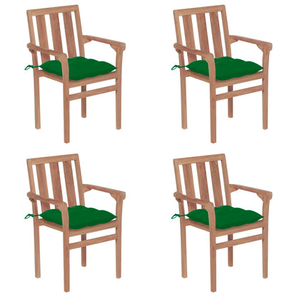 Stapelbare Gartenstühle Mit Kissen 8 Stk. Massivholz Teak