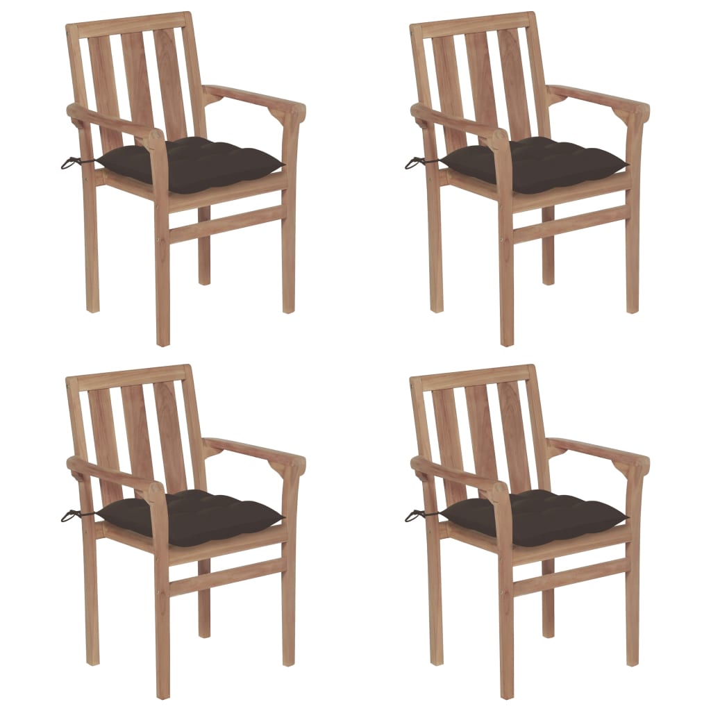 Stapelbare Gartenstühle Mit Kissen 8 Stk. Massivholz Teak