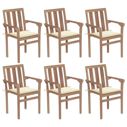 Stapelbare Gartenstühle Mit Kissen 8 Stk. Massivholz Teak