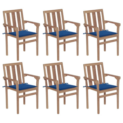 Stapelbare Gartenstühle Mit Kissen 8 Stk. Massivholz Teak