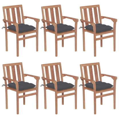 Stapelbare Gartenstühle Mit Kissen 8 Stk. Massivholz Teak
