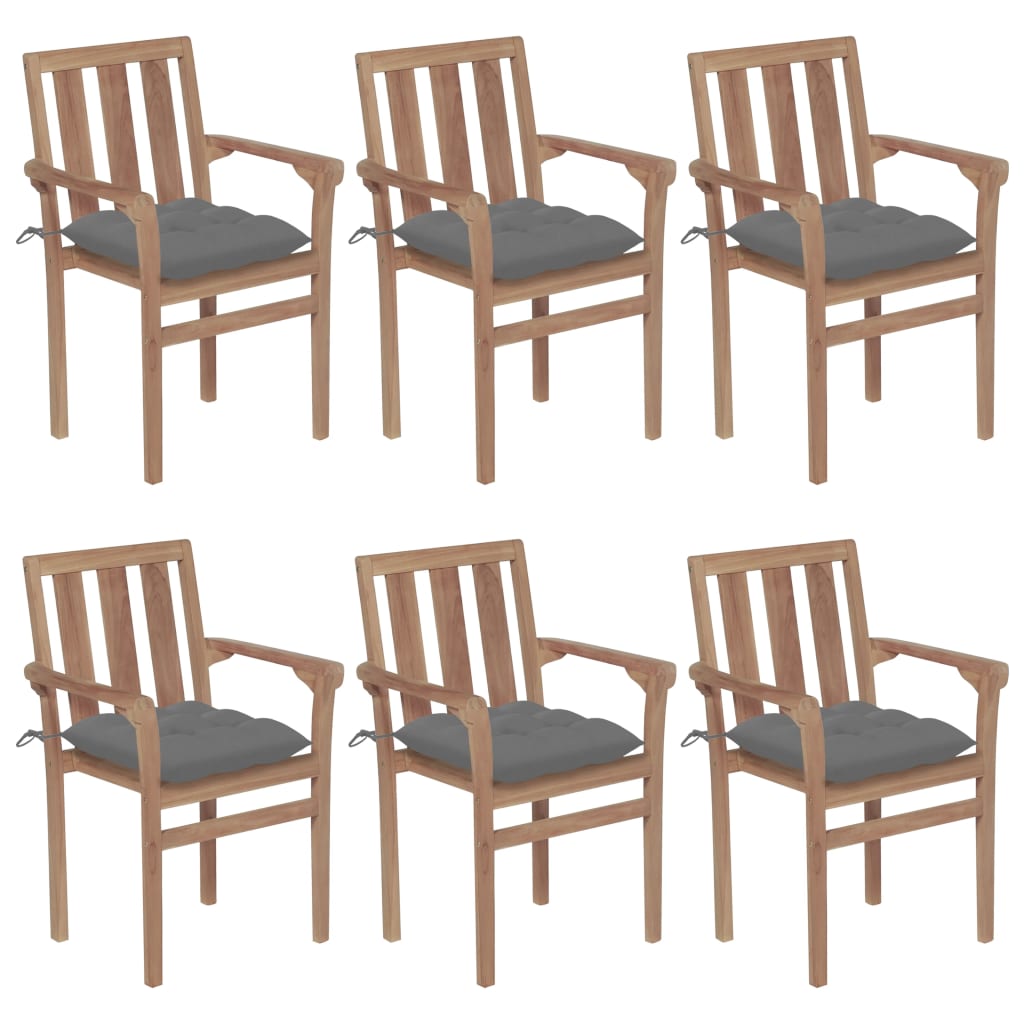 Stapelbare Gartenstühle Mit Kissen 8 Stk. Massivholz Teak