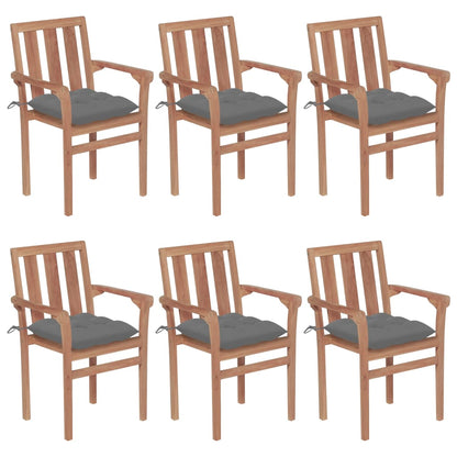 Stapelbare Gartenstühle Mit Kissen 8 Stk. Massivholz Teak