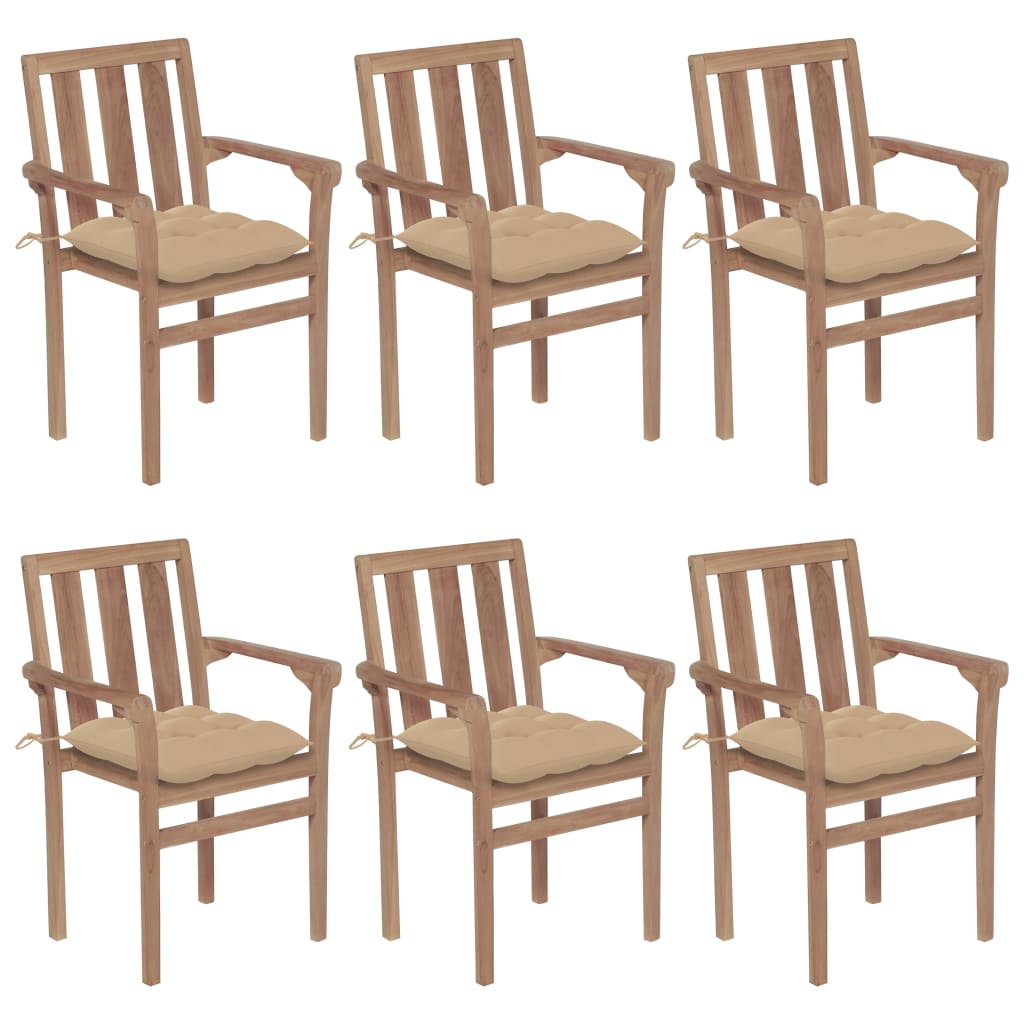 Stapelbare Gartenstühle Mit Kissen 8 Stk. Massivholz Teak