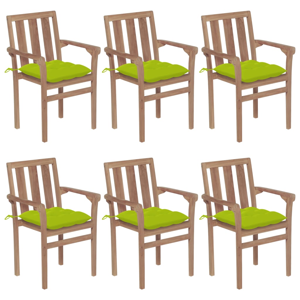 Stapelbare Gartenstühle Mit Kissen 8 Stk. Massivholz Teak