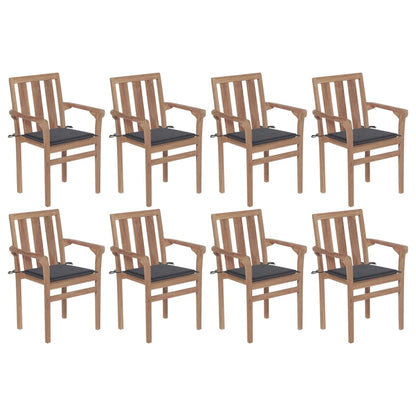 Stapelbare Gartenstühle Mit Kissen 8 Stk. Massivholz Teak